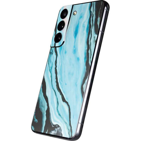 Aqua Blue Marble Ink Galaxy S22 Skin